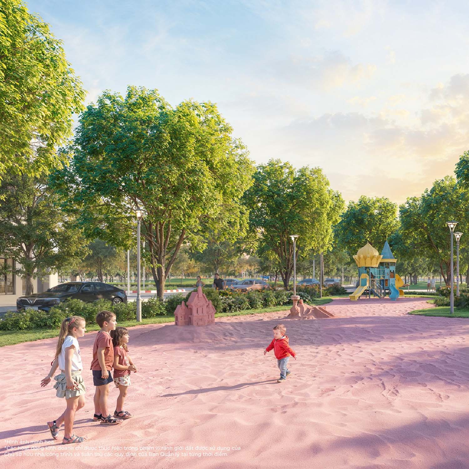 Sân chơi cát hồng 425m2 - Thiên đường khám phá cho trẻ thơ